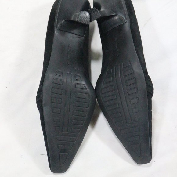 STEVEN Black Suede Bow Front Point Toe Heels - Picture 8 of 8